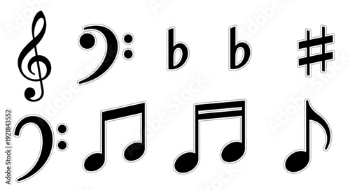 Collection of Musical Notes and Symbols.