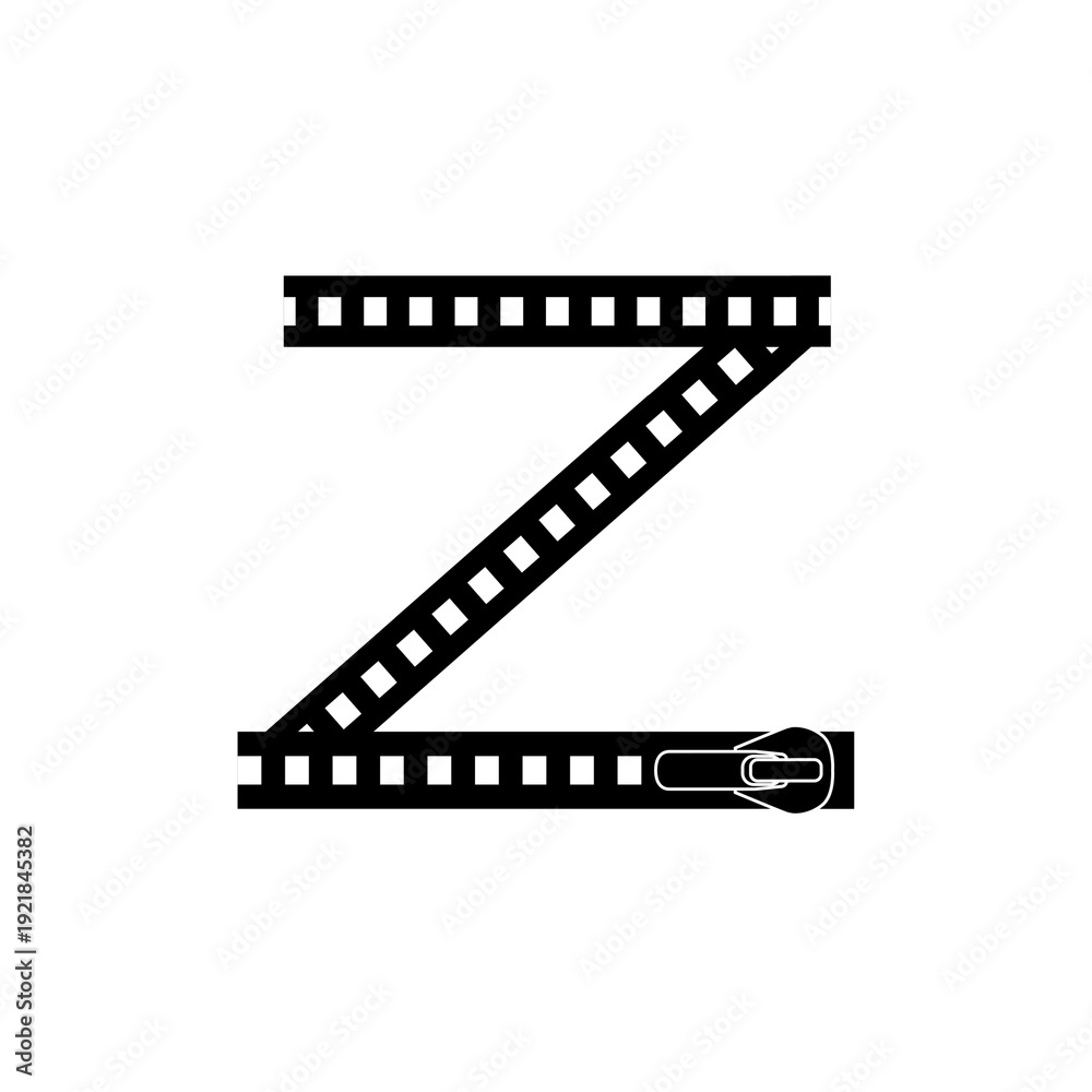 Obraz premium Vector illustration of the letter Z made from a zipper.