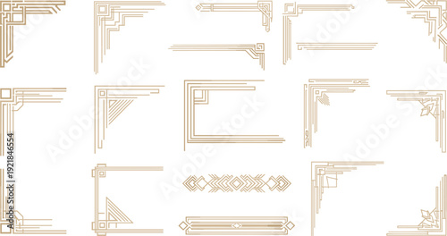 Art Deco Geometric Corner Borders and Frames Collection Vector Set