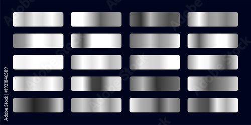 Luxury Silver Metallic Gradient Collection with Chrome, Steel and Polished Metal Textures