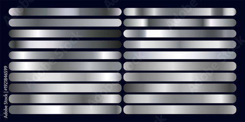 Luxury Silver Metallic Gradient Collection with Chrome, Steel and Polished Metal Textures