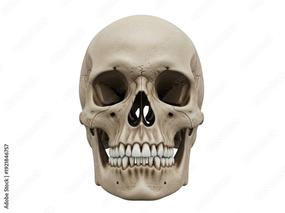 Obraz premium A close up of a human skull on a white background