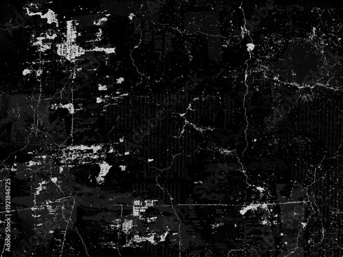 Black grunge abstract texture showing cracks and peeling paper