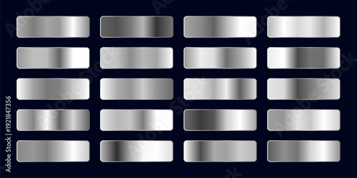 Luxury Silver Metallic Gradient Collection with Chrome, Steel and Polished Metal Textures