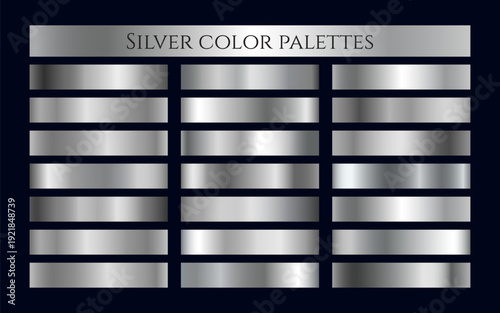 Luxury Silver Metallic Gradient Collection with Chrome, Steel and Polished Metal Textures