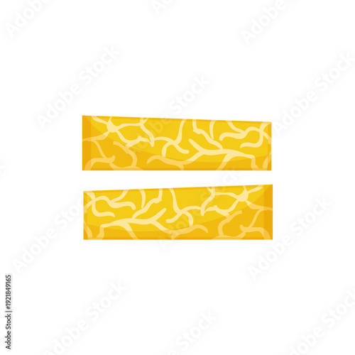 Vector illustration of a yellow equal sign with textured stripes.