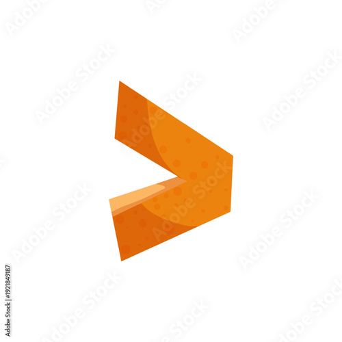 Vector illustration of an orange greater than symbol.