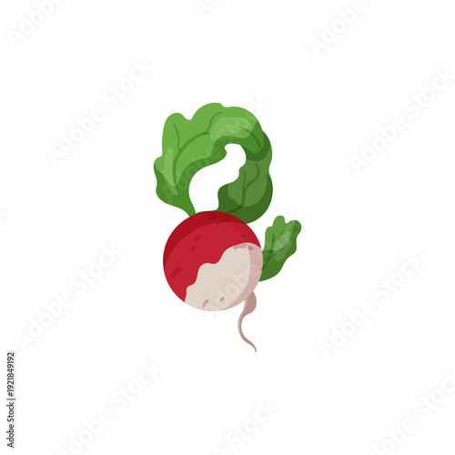 Vector illustration of an ampersand symbol shaped like a radish with green leaves.
