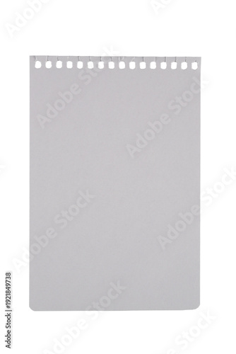 Quadro su tela Hoja de libreta en blanco de apertura vertical, aislada sobre fondo blanca