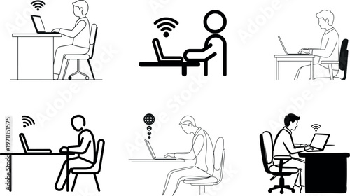 Men working on laptop and remote job