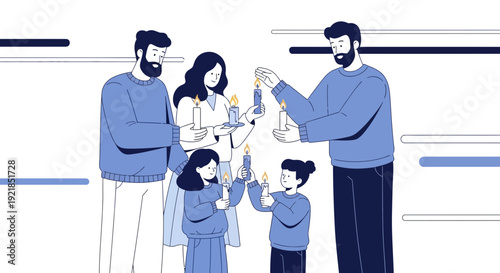 Family Togetherness, Lighting Candles Symbolizing Warmth, Harmony, and Unity