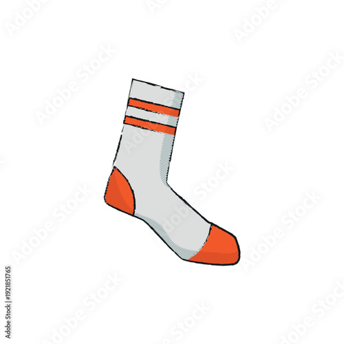 Vector illustration of orange and white socks.