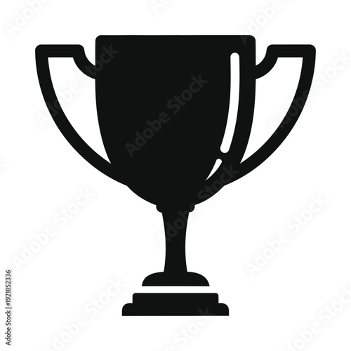 Black silhouette trophy on isolated, ui elements
