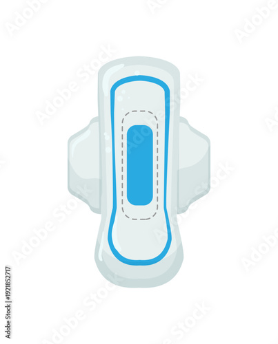 Vector illustration of a detailed sanitary pad on a white background.
