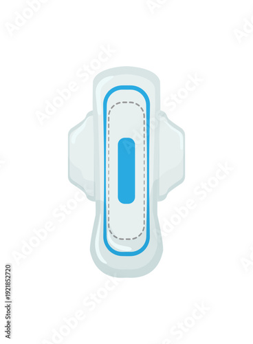 Vector illustration of a sanitary pad with a blue design on a white background.
