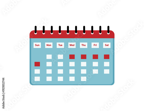Vector illustration of a menstrual calendar on a white background.