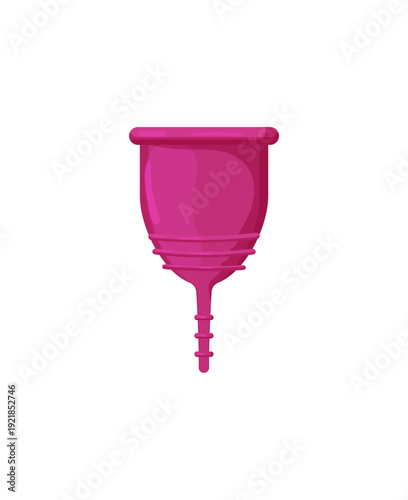 Vector illustration of a pink menstrual cup on a white background.