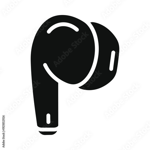 Black wireless earbud on a, ui elements