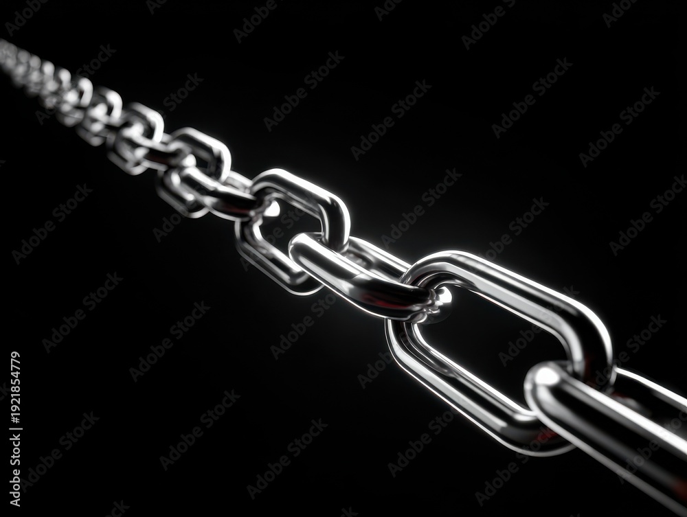 Obraz premium minimal chain segment isolated on a black background