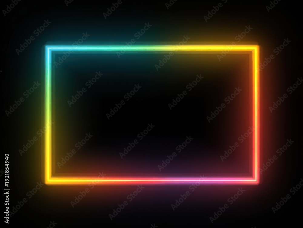 Fototapeta premium neon frame rectangle isolated on a black background