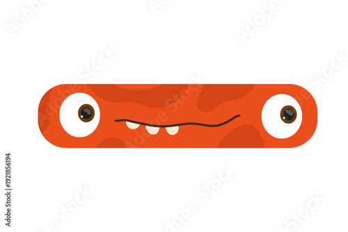 Vector illustration of an orange monster minus sign with a mouth. The rectangle is cartoonish and designed for funny illustrations.