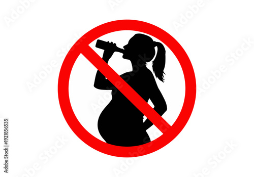 No Alcohol During Pregnancy, A Health Warning Sign Illustration