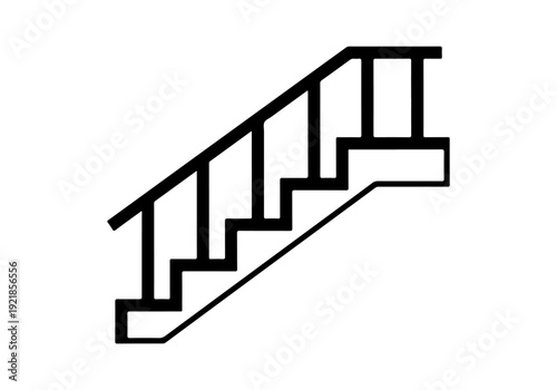 Staircase graphic drawing illustration, simple line art of a staircase design with handrails
