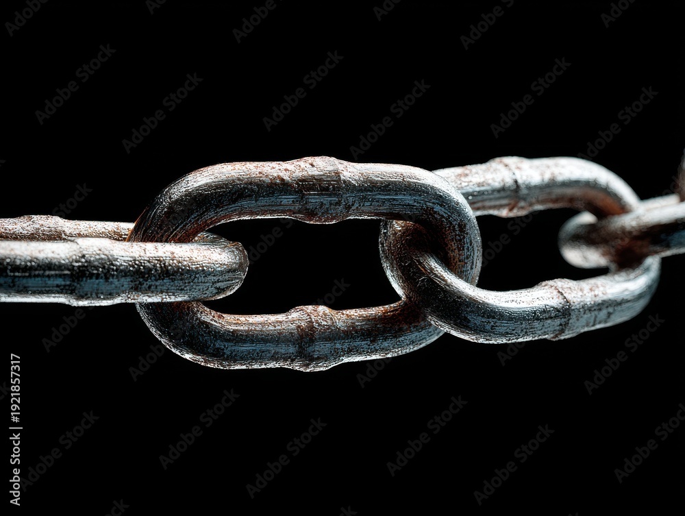 Fototapeta premium minimal chain segment isolated on a black background