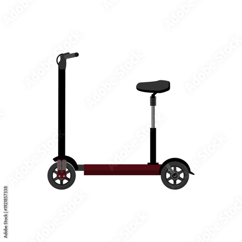 Vector illustration of a sit-down scooter with a seat and handlebar on a white background.