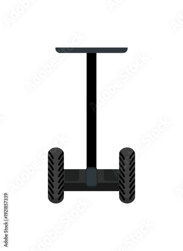 Vector illustration of a two-wheeled personal transporter with a vertical handle on a white background.