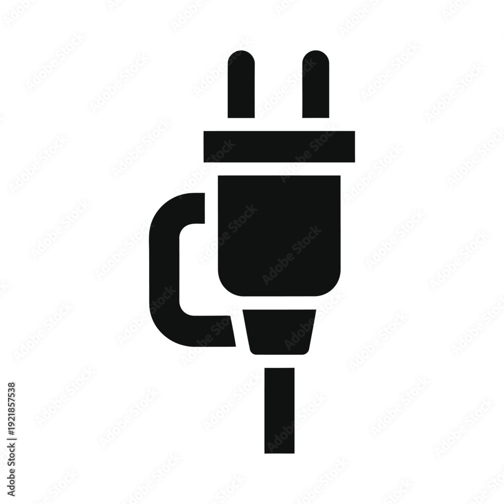 Obraz premium Black electric plug icon, ui elements