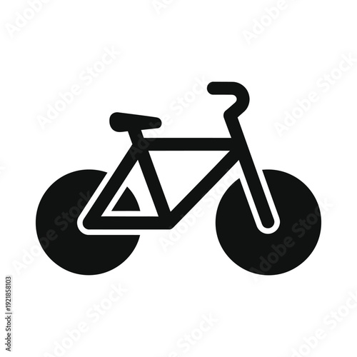 Simple black bicycle icon on isolated, ui elements