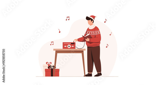Festive Melodies And Yuletide Gift Giving With Musical Notes