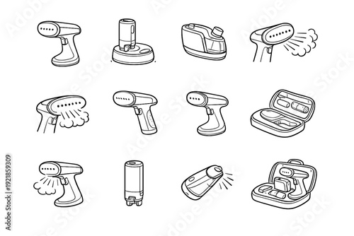 Icon flat simple vector body aesthetic design water cordless steamer icons structure