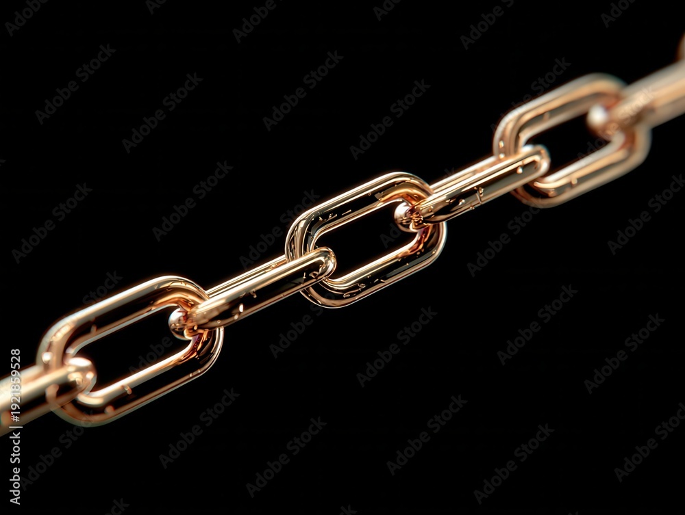 Fototapeta premium minimal chain segment isolated on a black background