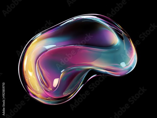 glossy abstract droplet isolated on a black background