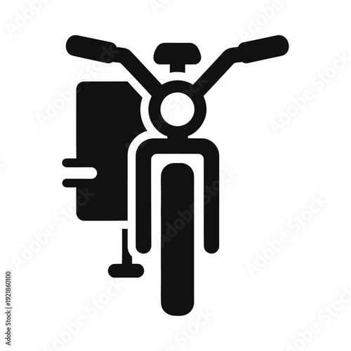 Simple black motorcycle icon on isolated, ui elements