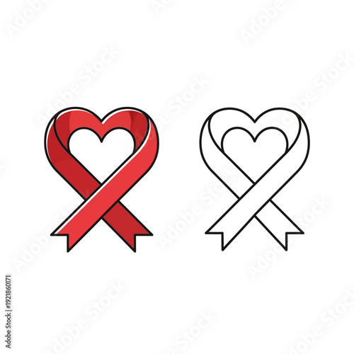 Awareness Ribbon Heart Symbol Illustration Design.