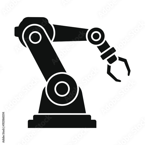 Industrial robotic arm icon, ui elements