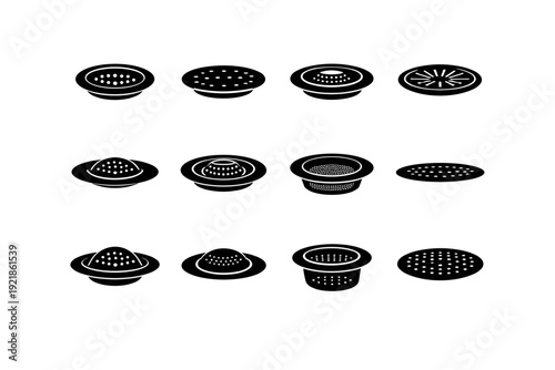 Compact vector generation slim simple icon image drain form accessory design sink