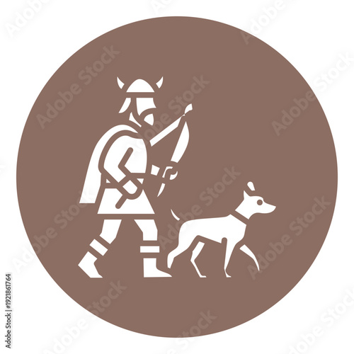 Viking Hunting Dog Vector Icon
