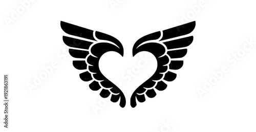 Stylized Angel Wings Emblem Modern Decorative Vector Symbol