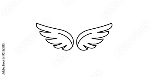 Minimal Line Art Angel Wings Logo Icon Editable Stroke Vector