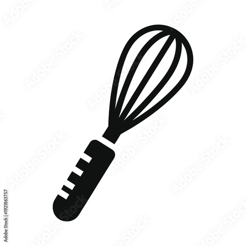 Black kitchen whisk silhouette on isolated, ui elements