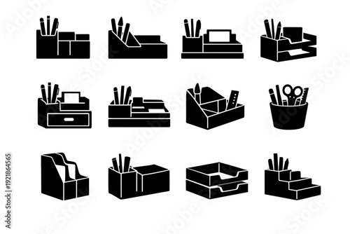 Icon organizer solid icons storage desktop vector modern geometry shape form minimal