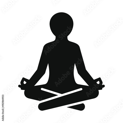 Silhouette of a person meditating in lotus position, ui elements