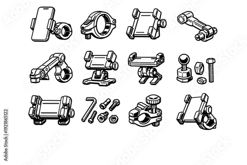 Icon precision vector clean geometry detailing mount construction structural mounting bike accessory