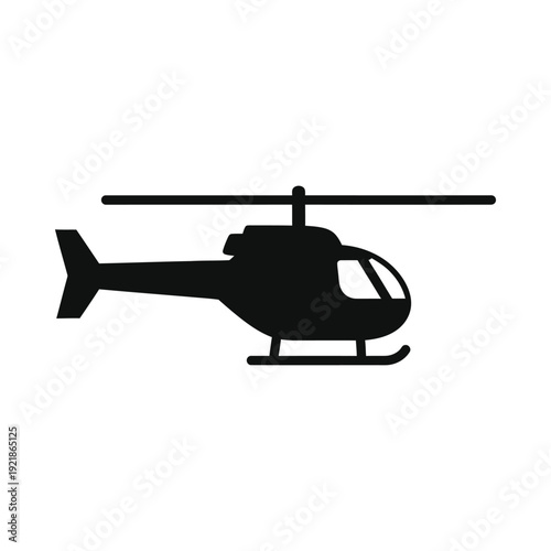 Black silhouette of a helicopter on a isolated, ui elements