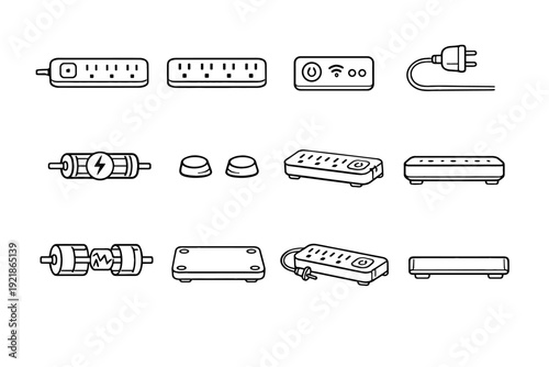 Smart integrated vector rectangular strip icon feet tech accessory power housing electrical
