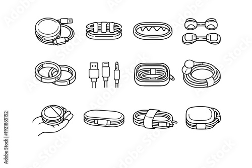 Vector winder grooves support silicone portable cable balanced icon modern utility compatibility